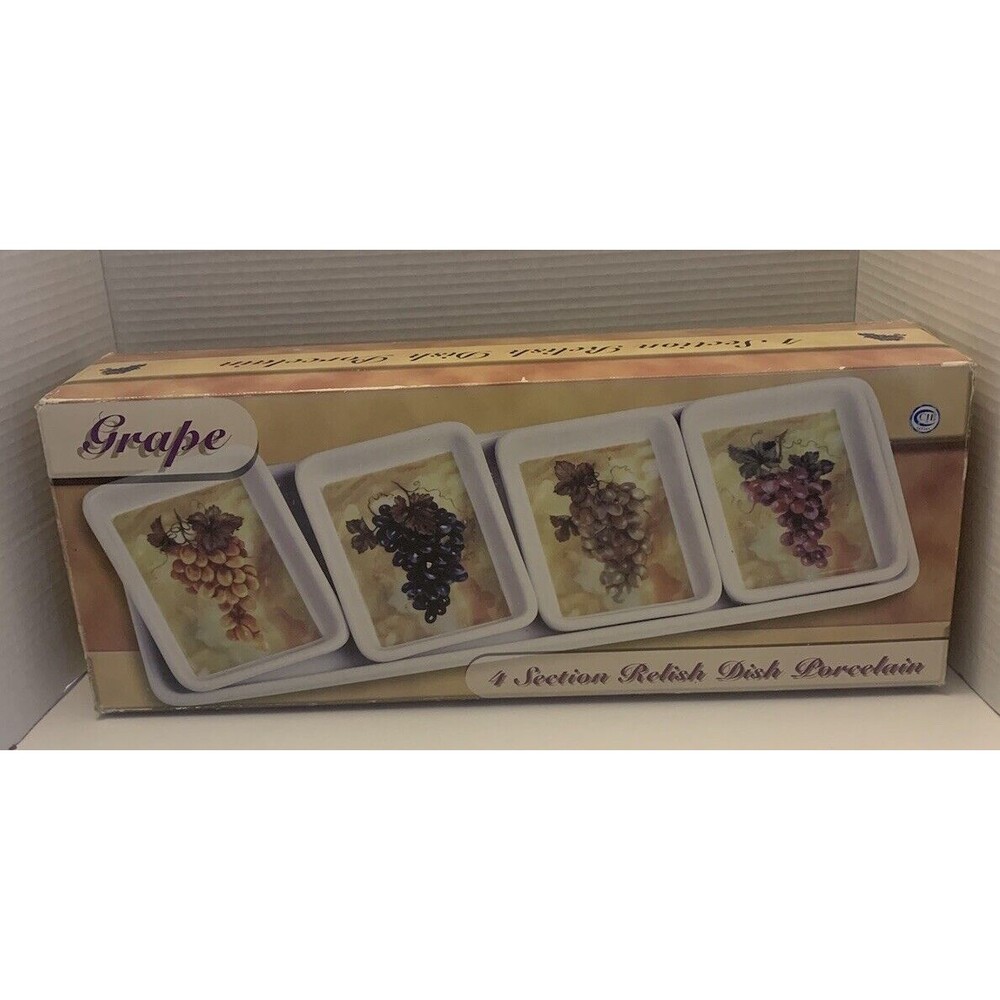 4 Section Relish Dish Porcelain With Tray  .     Home Essentials and Beyond.